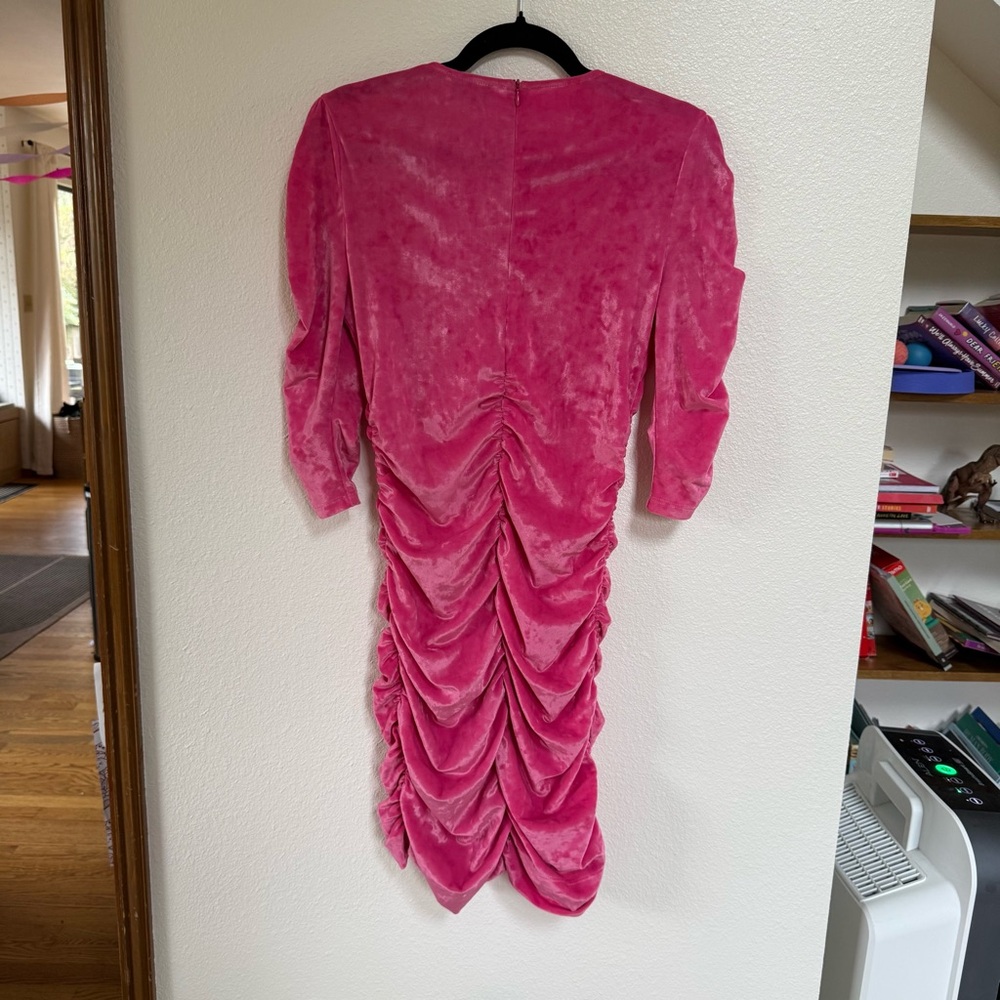 GANNI Pink Velvet O-neck Dress Size 38 - Picture 4 of 4